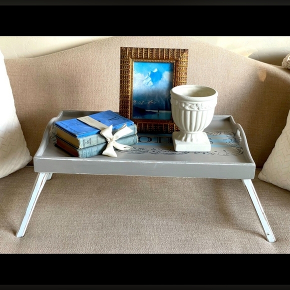 Vintage French-Themed Wooden Breakfast Tray - Picture 4 of 7